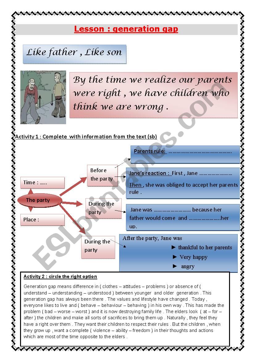 GENERATION GAP worksheet