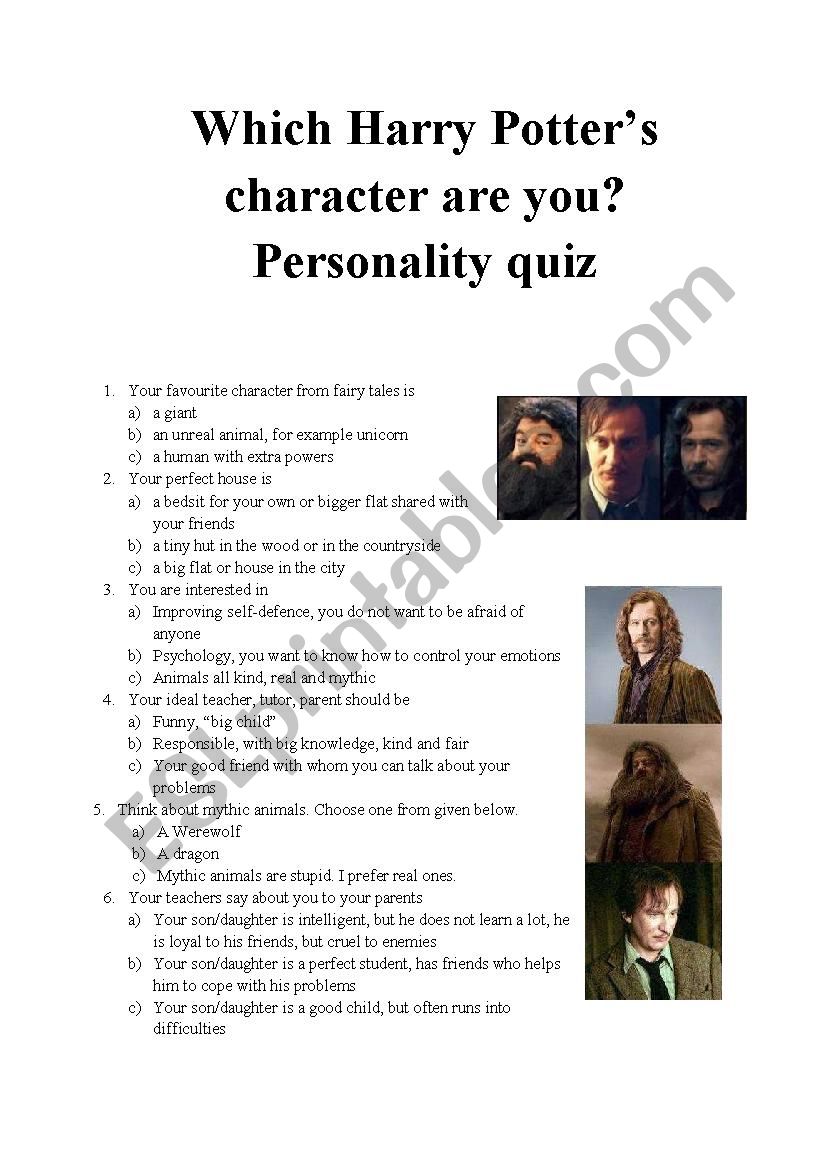 Which Harry Potters character are you? Personality quiz 5