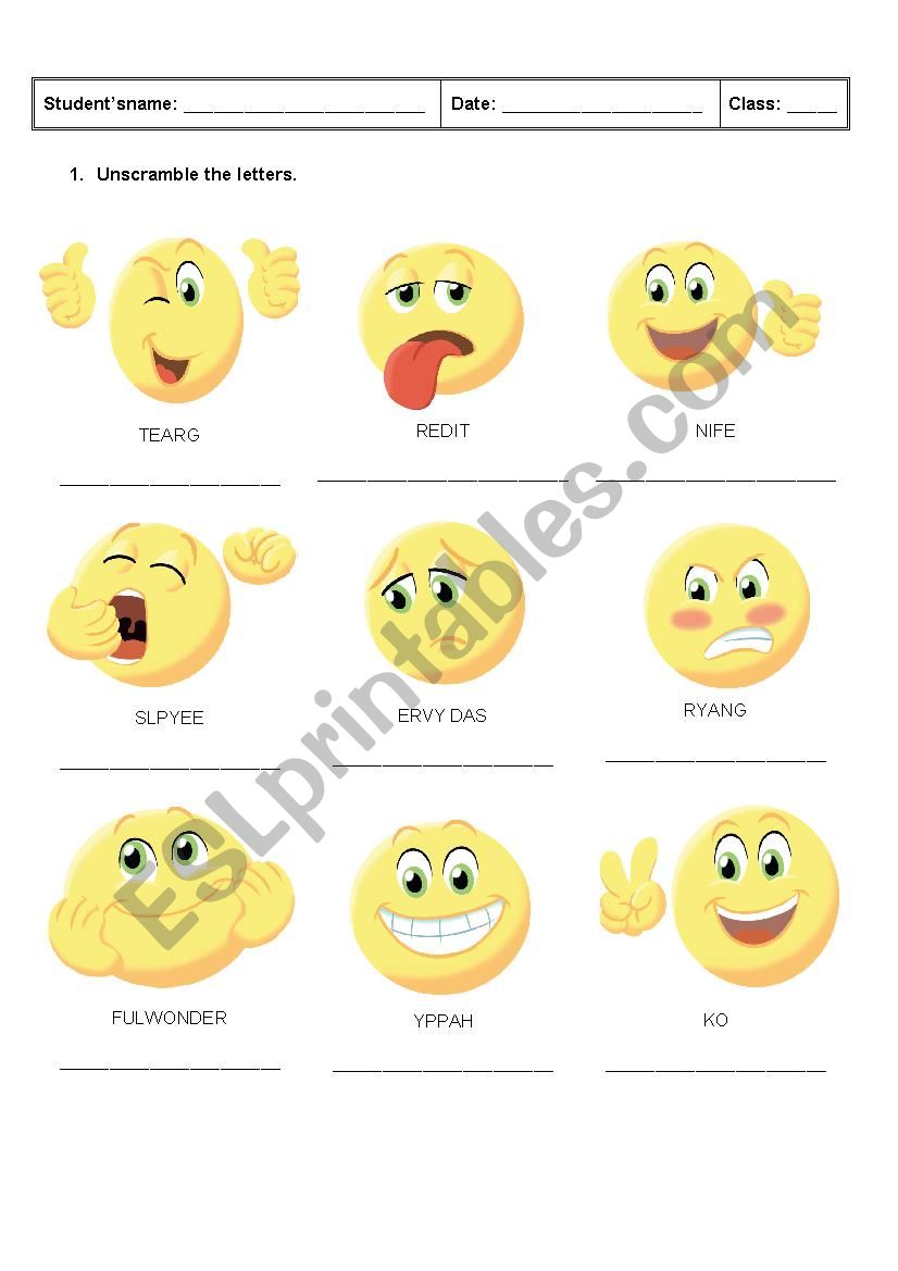 Feelings worksheet
