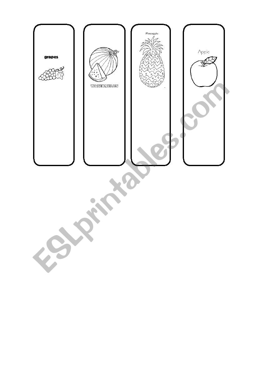 fruits bookmark worksheet