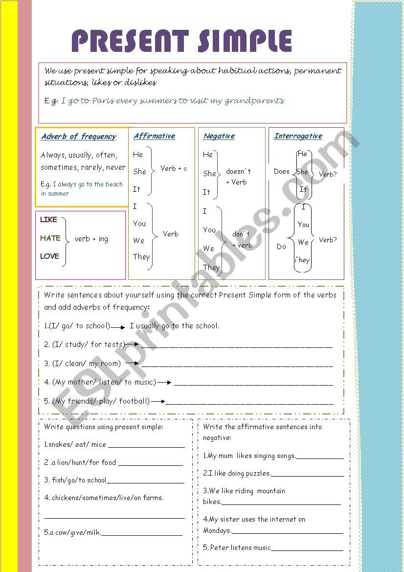 PRESENT SIMPLE worksheet