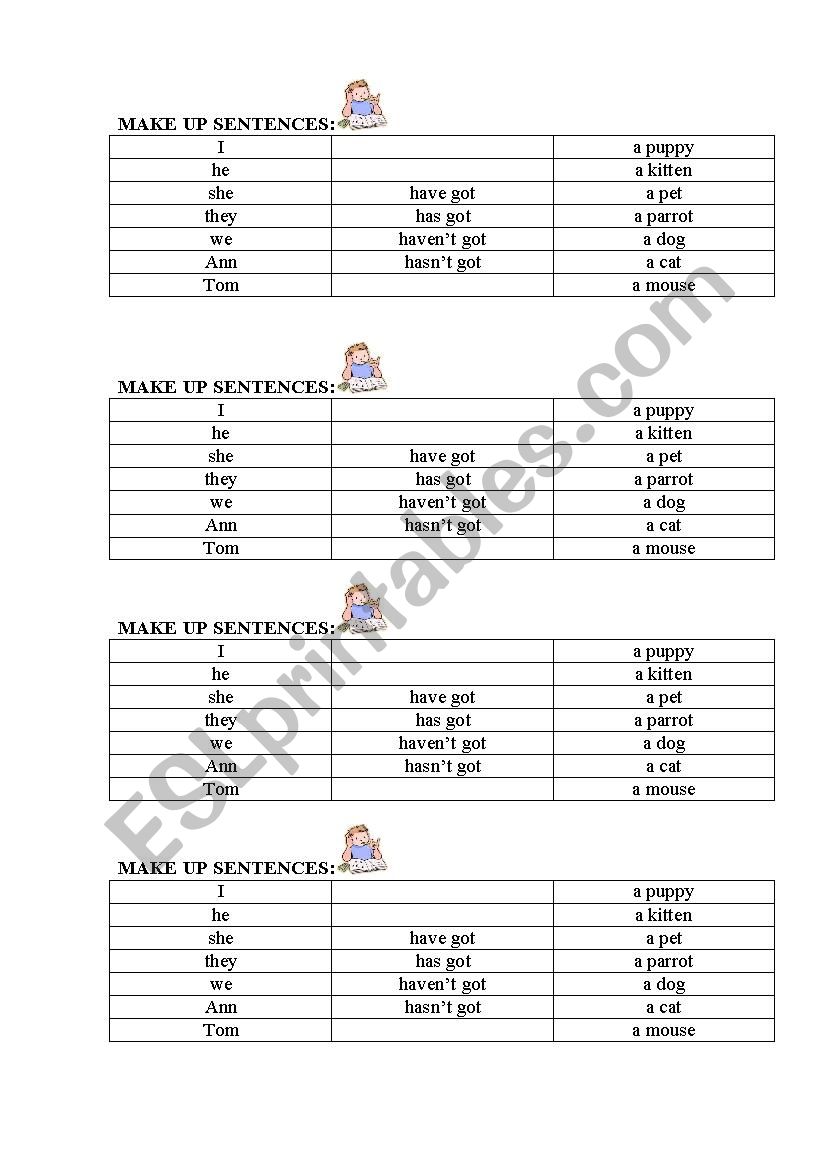 have /has got worksheet