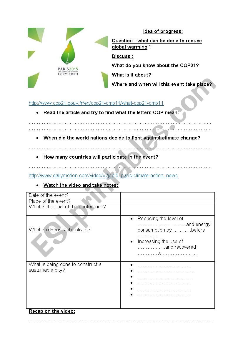 COP 21 worksheet