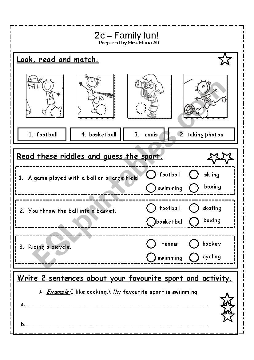 sports worksheet