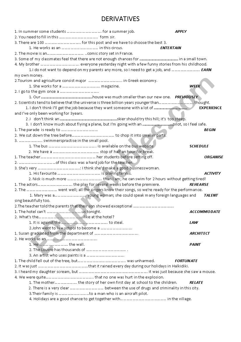 BASIC DERIVATIVES PART 1 worksheet