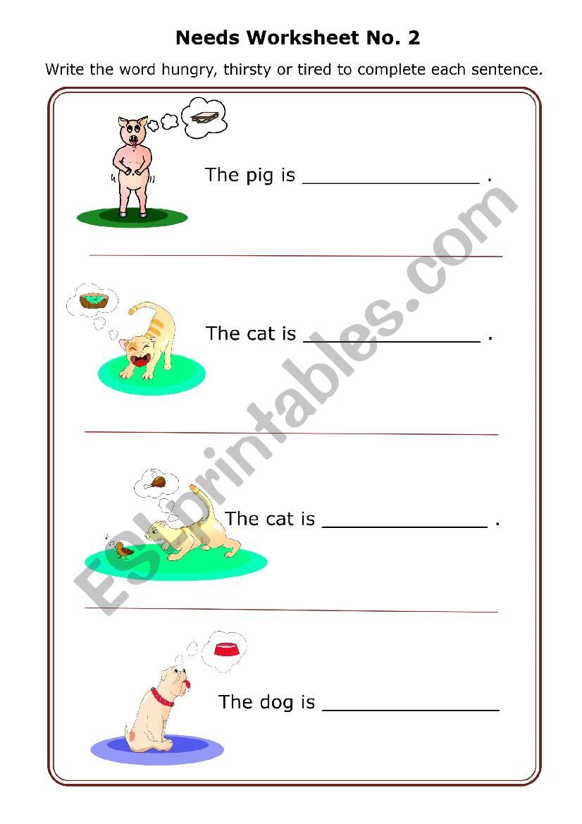 Needs Worksheet No.2a worksheet