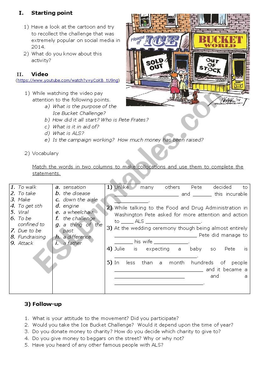 Ice Bucket Challenge worksheet