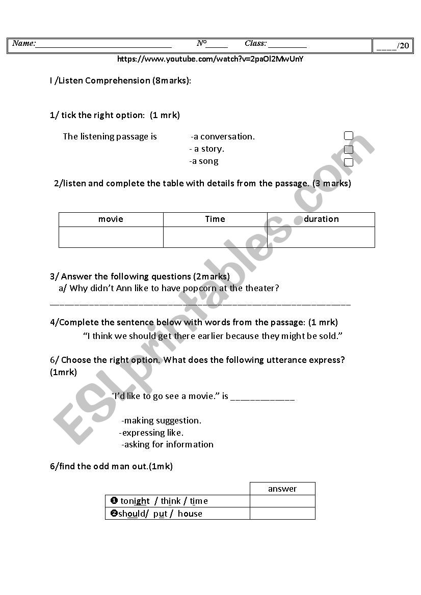 mid-term test 1 for 1st formers 