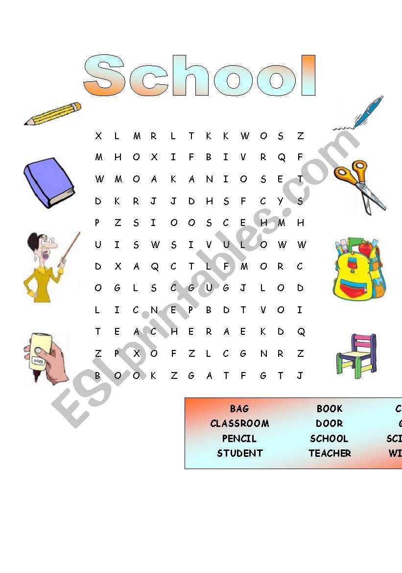 School Wordsearch worksheet