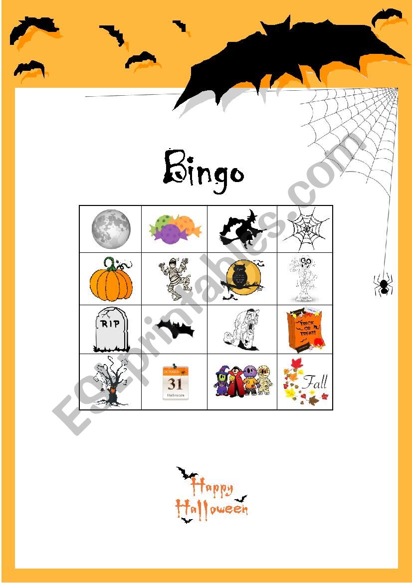 Halloween Bingo worksheet