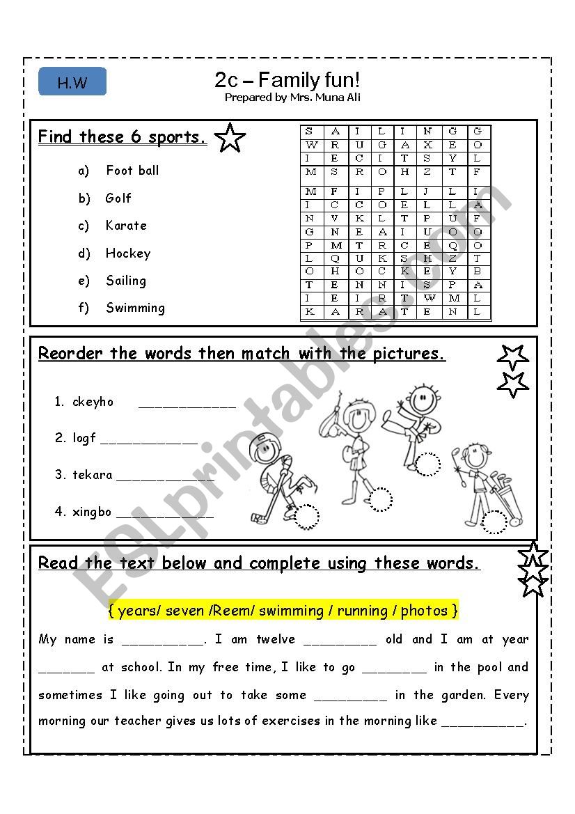 sports worksheet