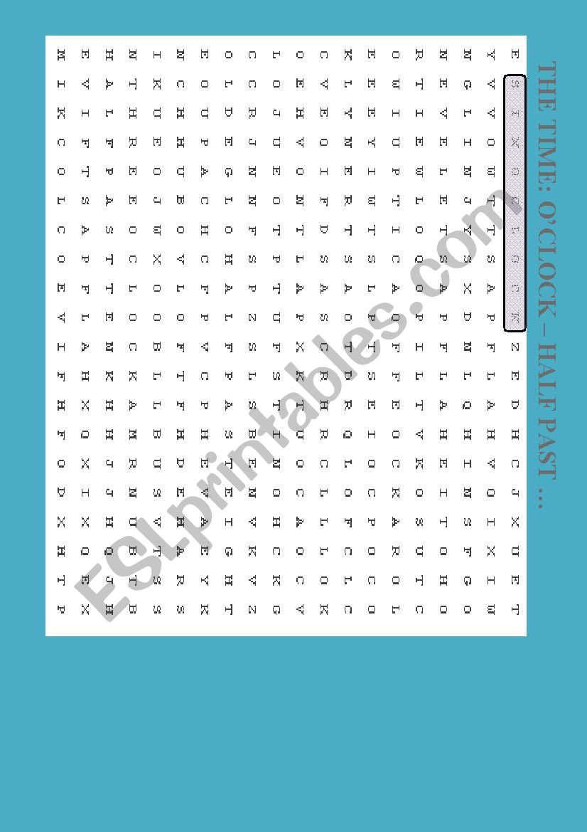 O´CLOCK AND HALF PAST worksheet