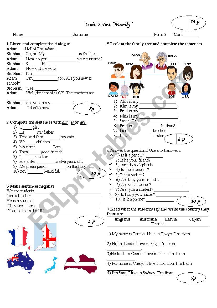 Family worksheet