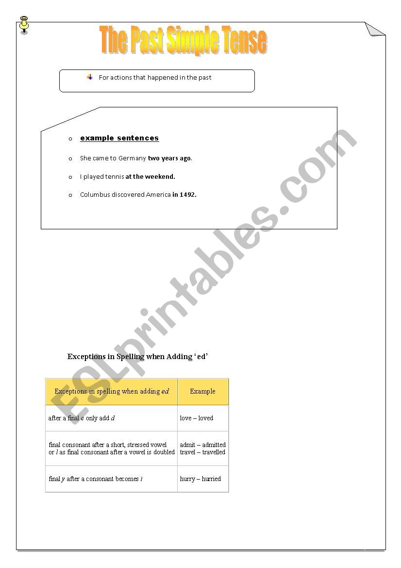 past simple worksheet