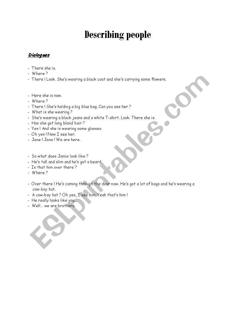 Listening comprehension - Describing people (2/2)