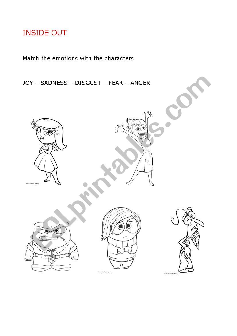 Inside out: emotions  worksheet