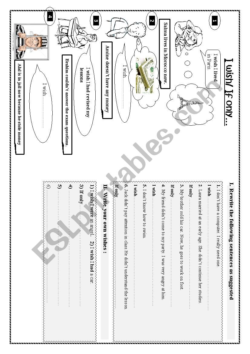 WISHES AND REGRETS FOR BAC worksheet