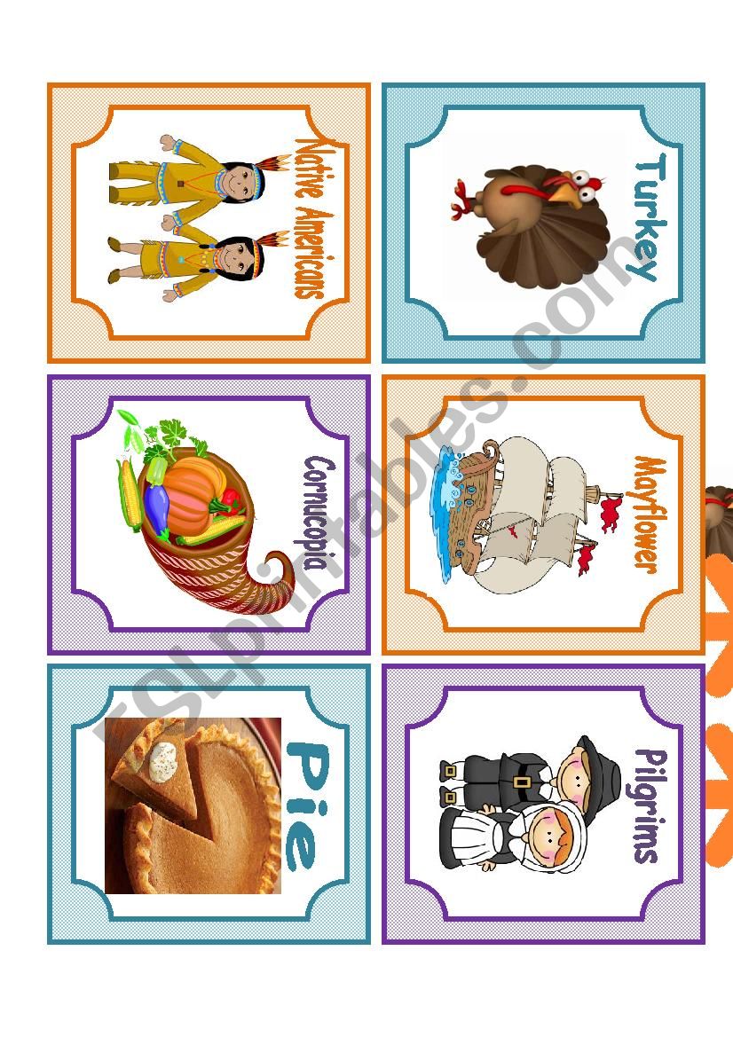Thanksgiving Memory Game worksheet