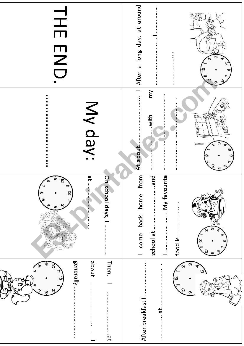 My day! (girls) Mini book worksheet