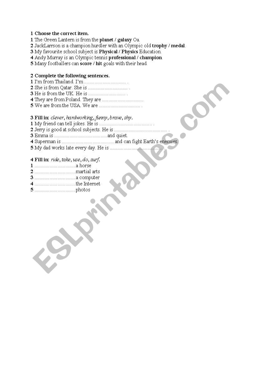 vocabulary worksheet