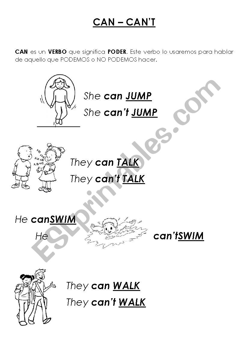 Can - Cant worksheet