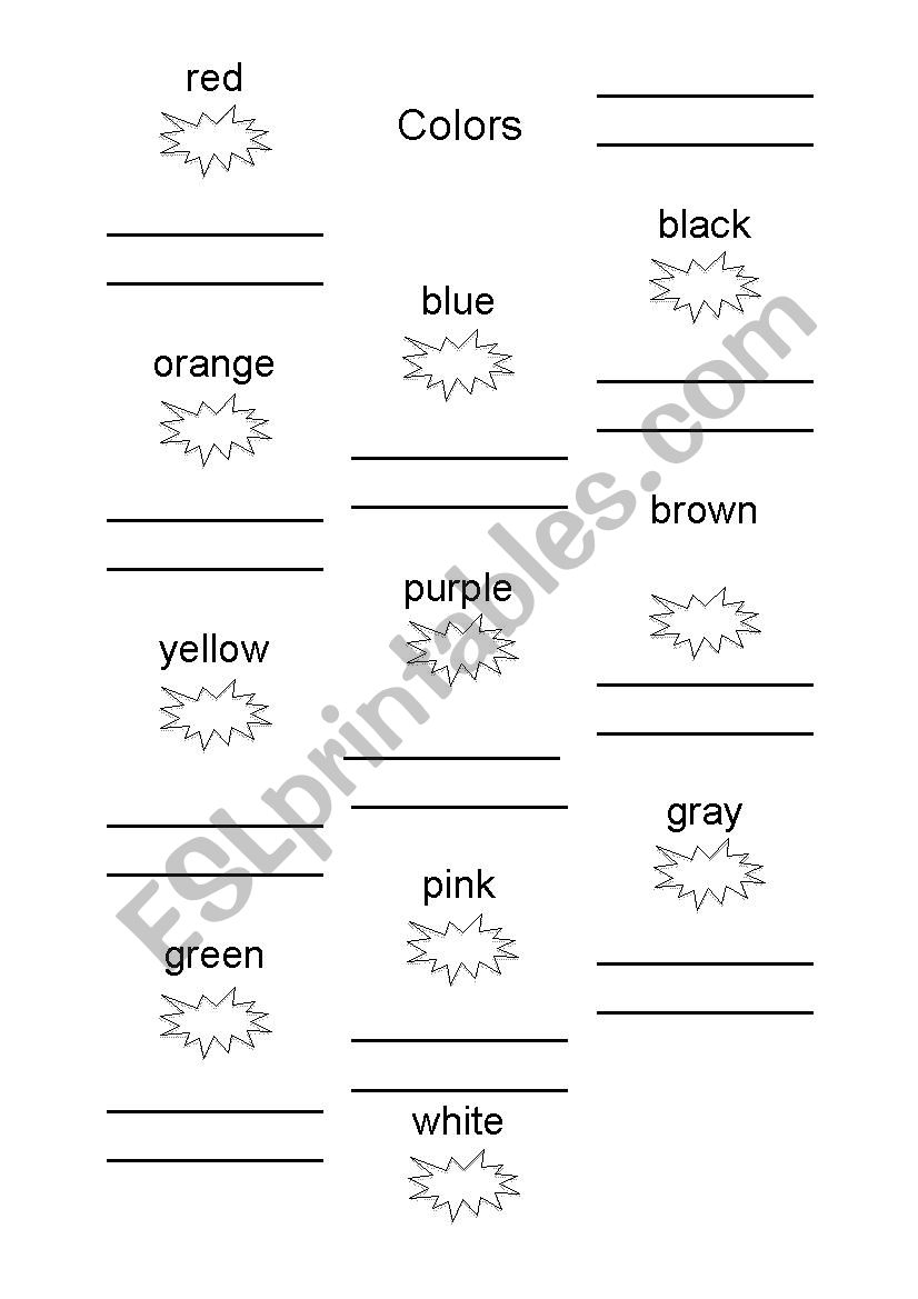 Colors: Writing and Coloring Worksheet