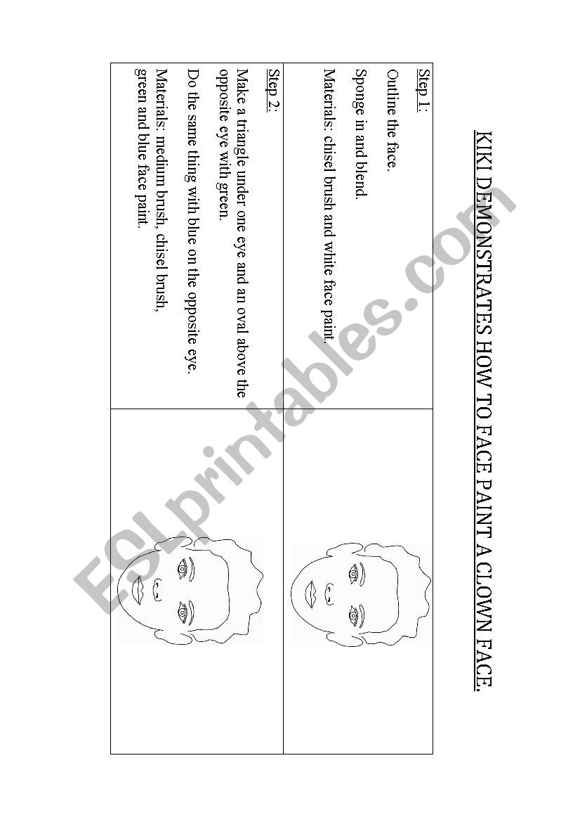 painting a clown face worksheet