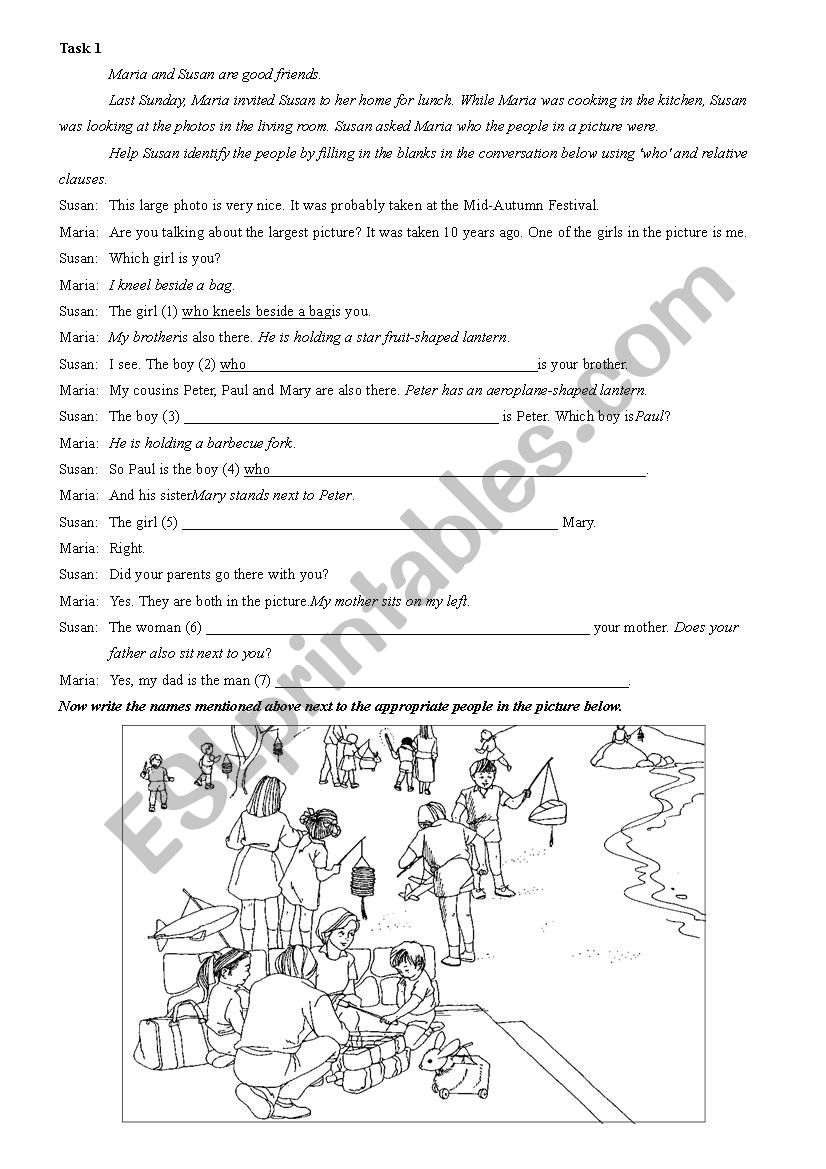 Relative clauses in context worksheet