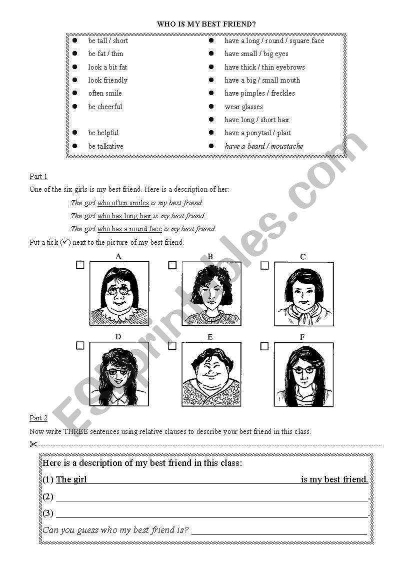 Who is my Best Friend? worksheet