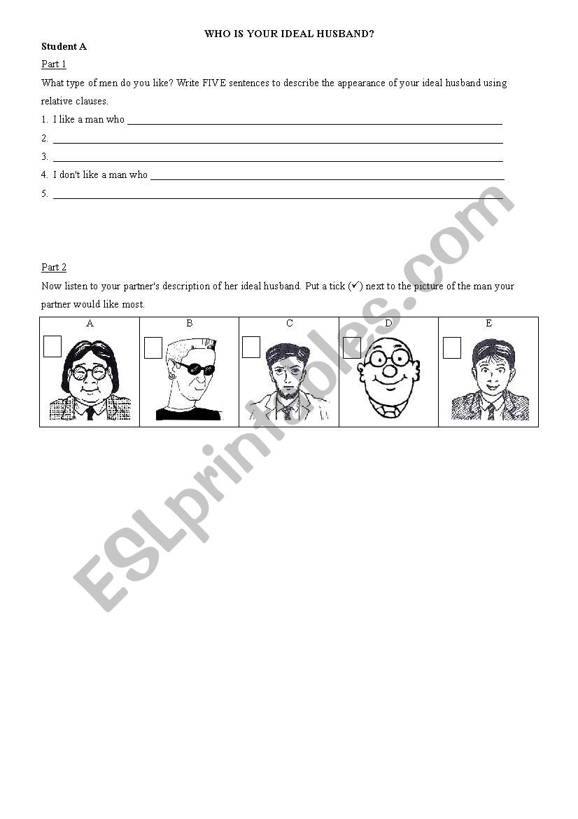 Who is Your Ideal Husband? worksheet