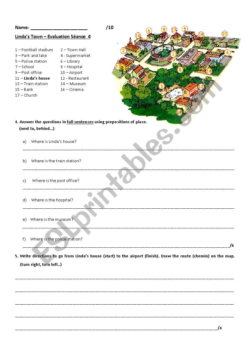 Prepositions of place worksheet