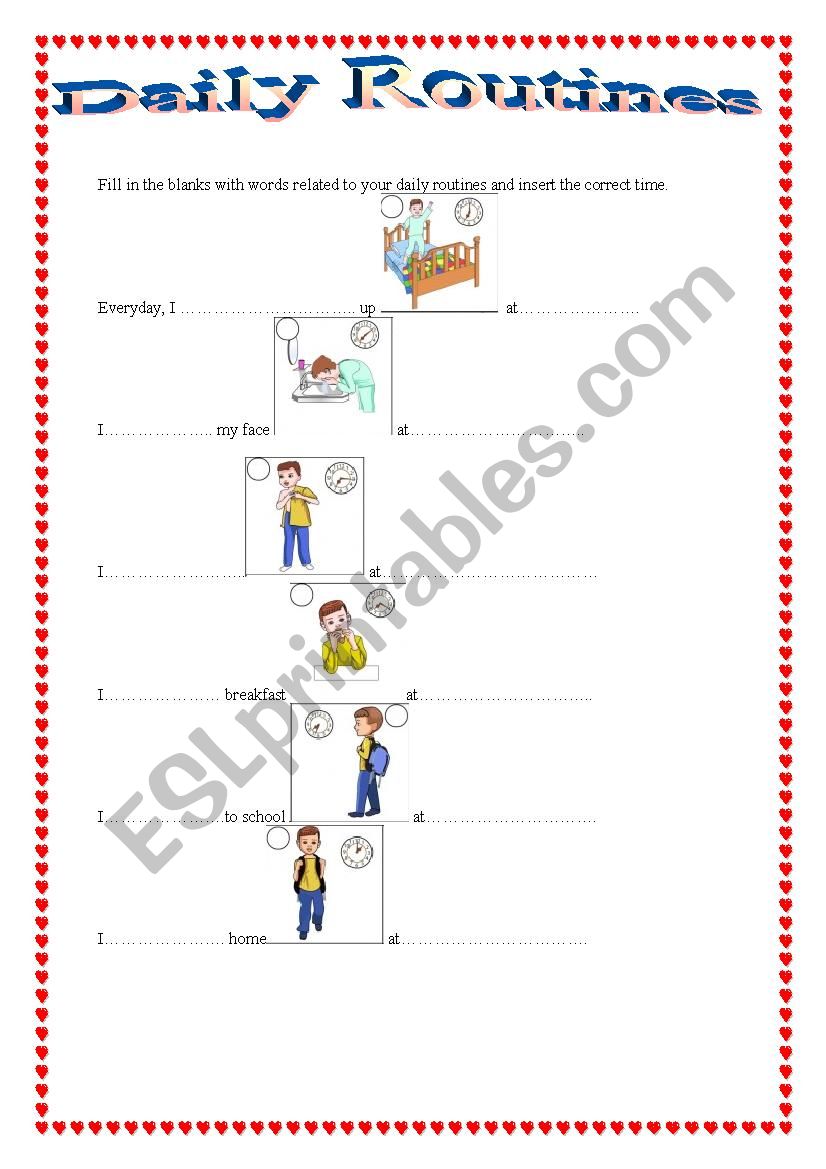 Daily routines worksheet