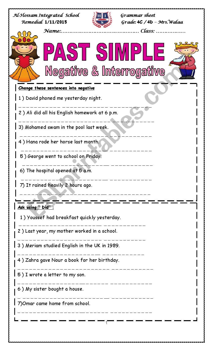 past continuous worksheet