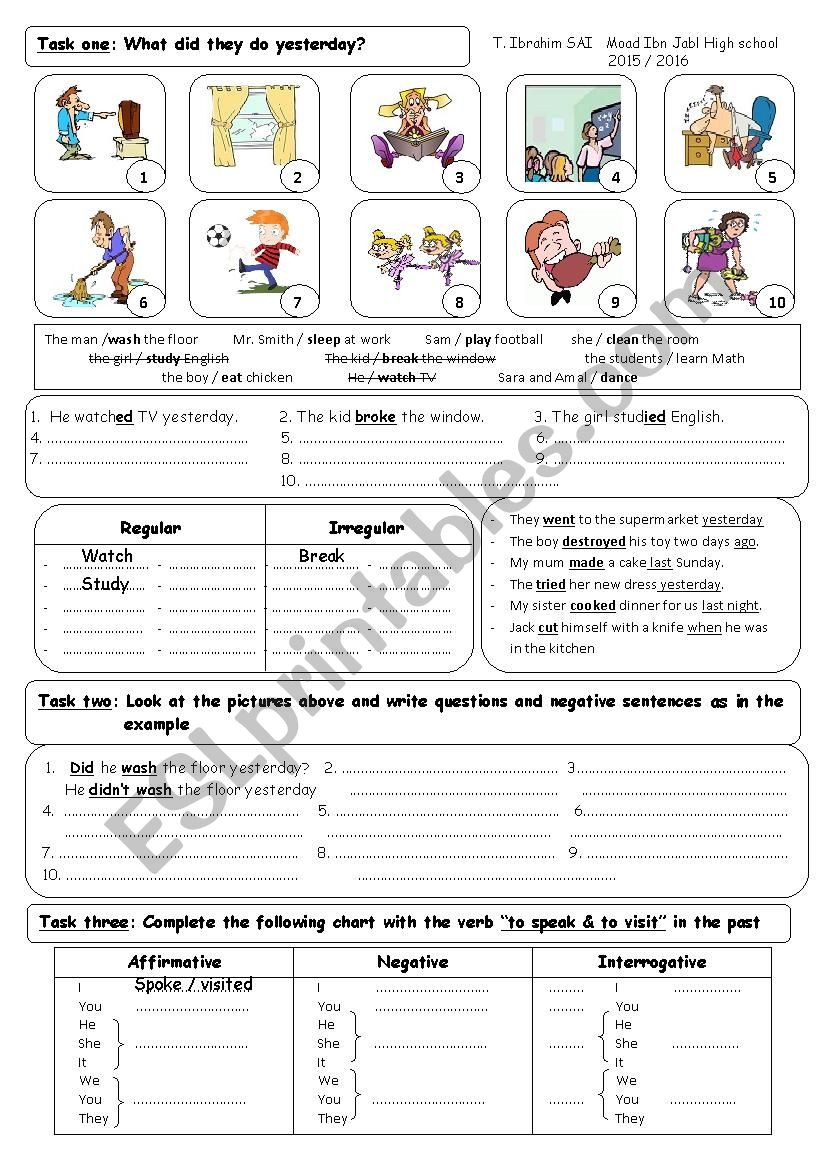 Past simple worksheet worksheet