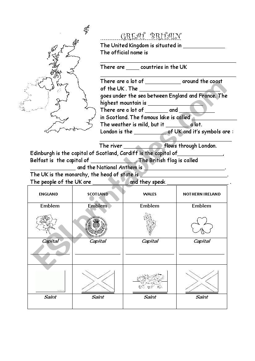 Great Britain worksheet