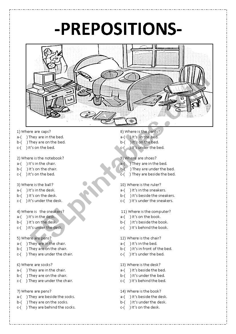 PREPOSITIONS - ESL worksheet by crismary