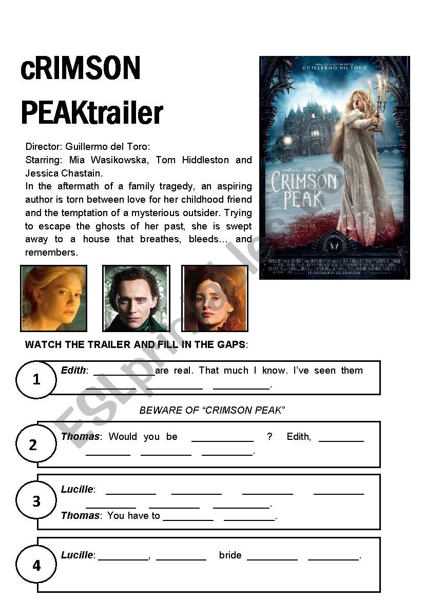 crimson peak trailer worksheet