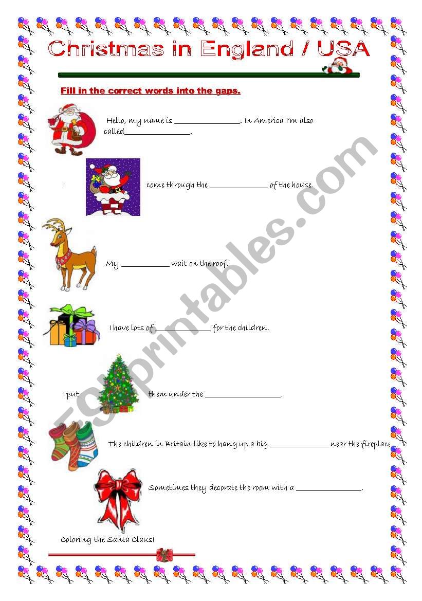 Christmas in England / USA worksheet