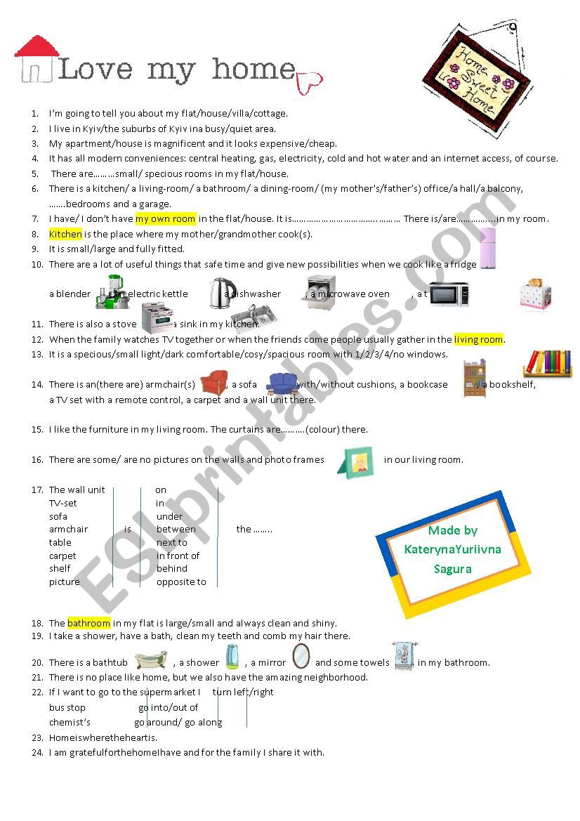 My Flat topic  worksheet