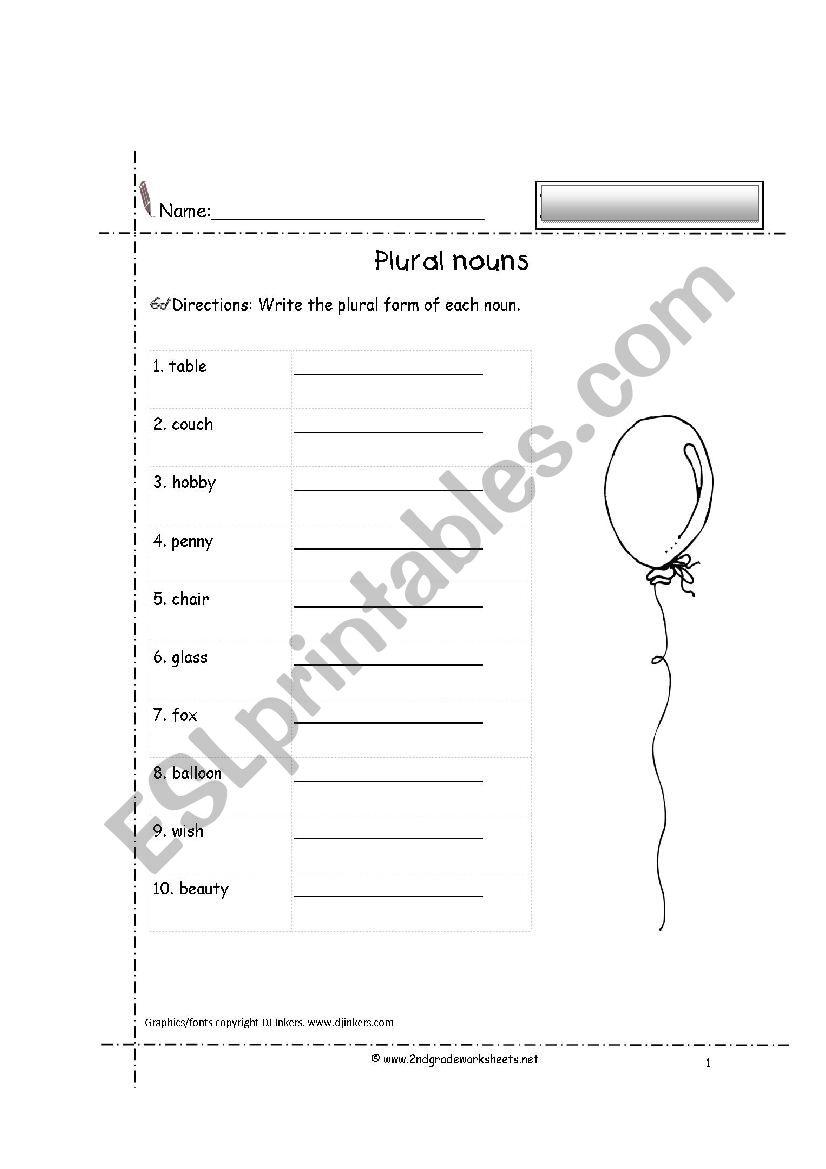 Plural nouns  worksheet