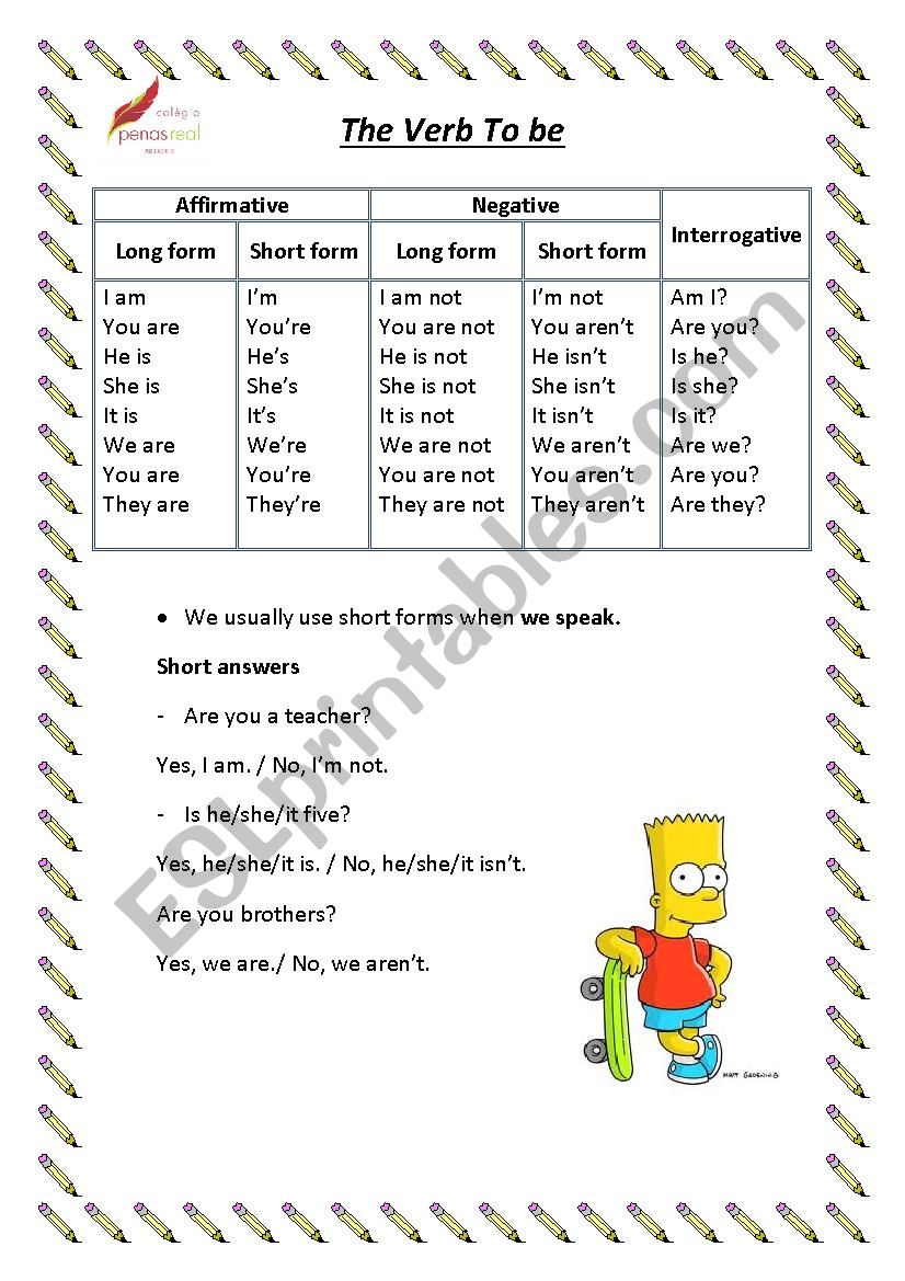 Verb To Be worksheet