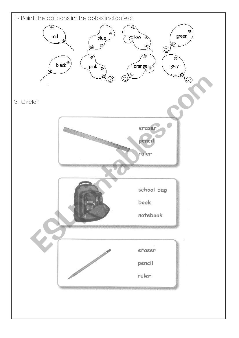 school worksheet