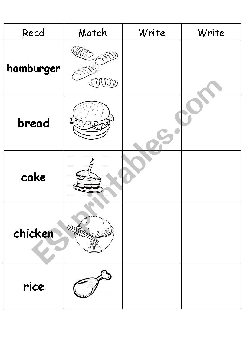 Food Part 1 worksheet
