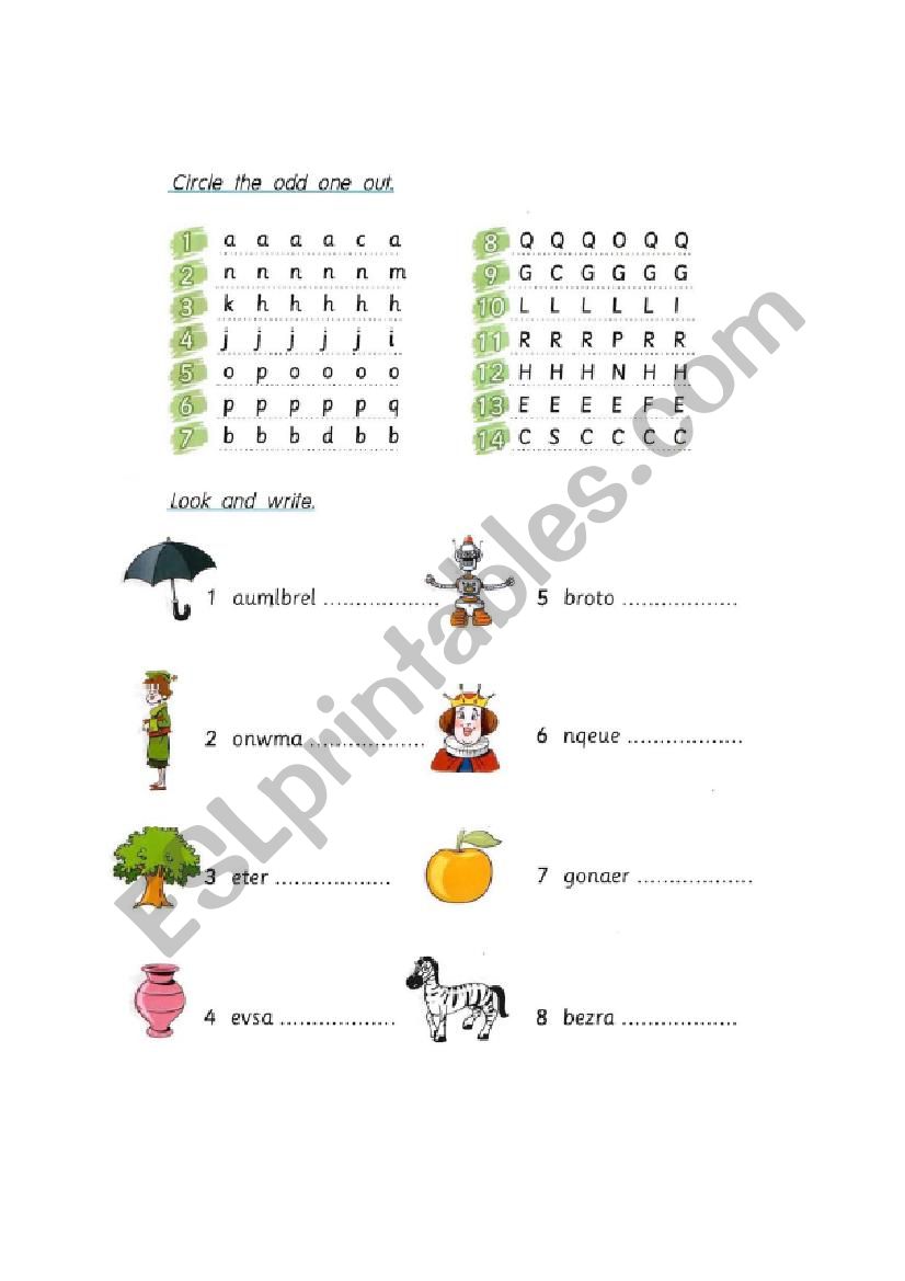 Letters worksheet