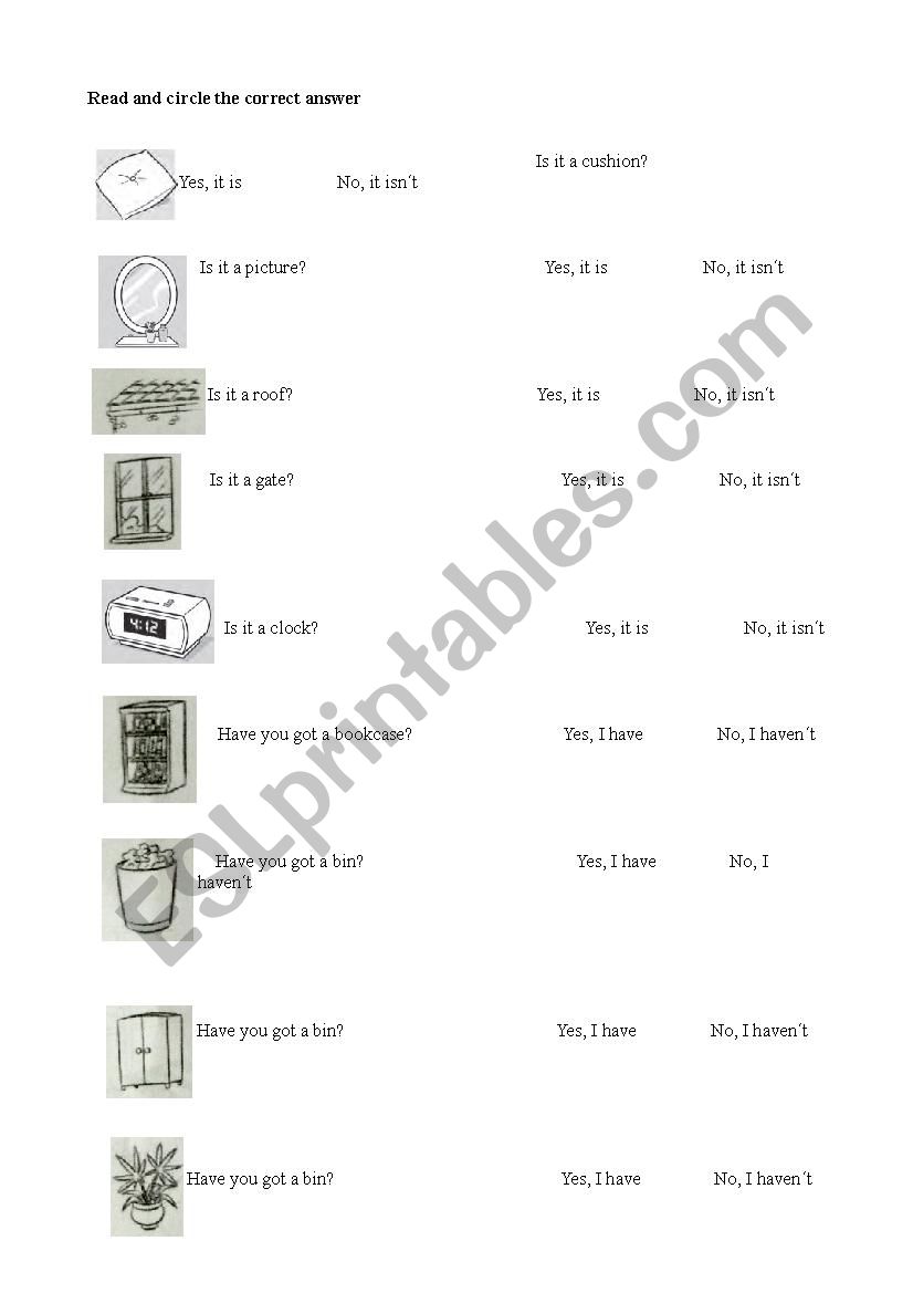 FURNITURE HOUSE worksheet