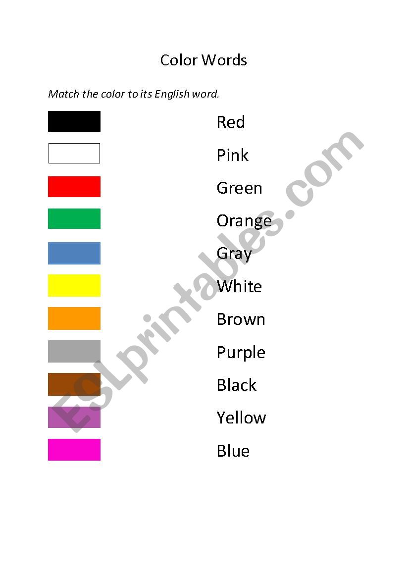 Colors worksheet