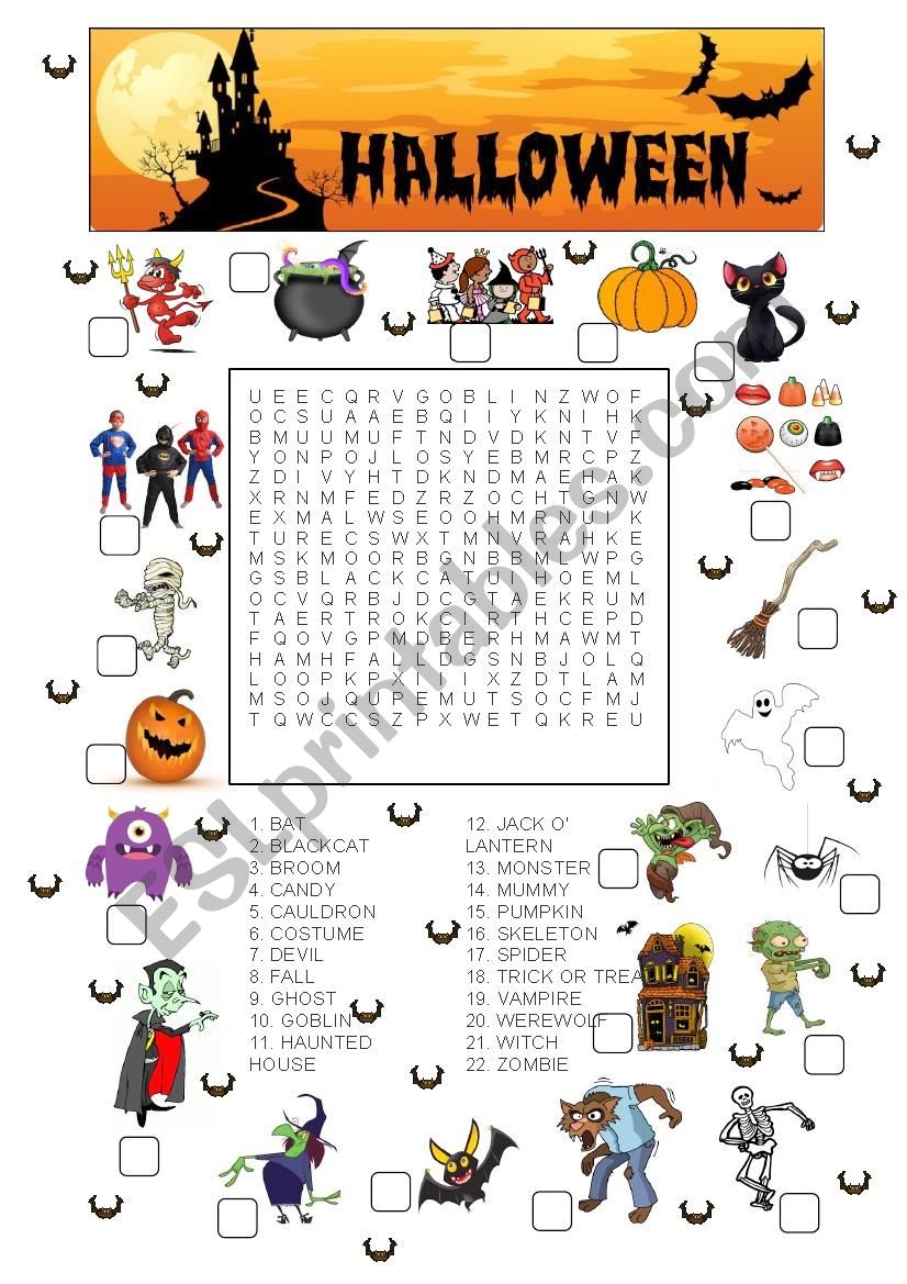Halloween match and wordsearch