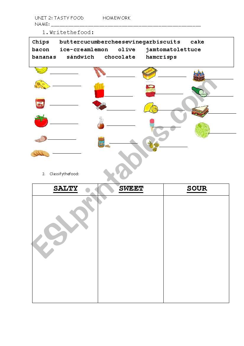 Food Vocabulary worksheet