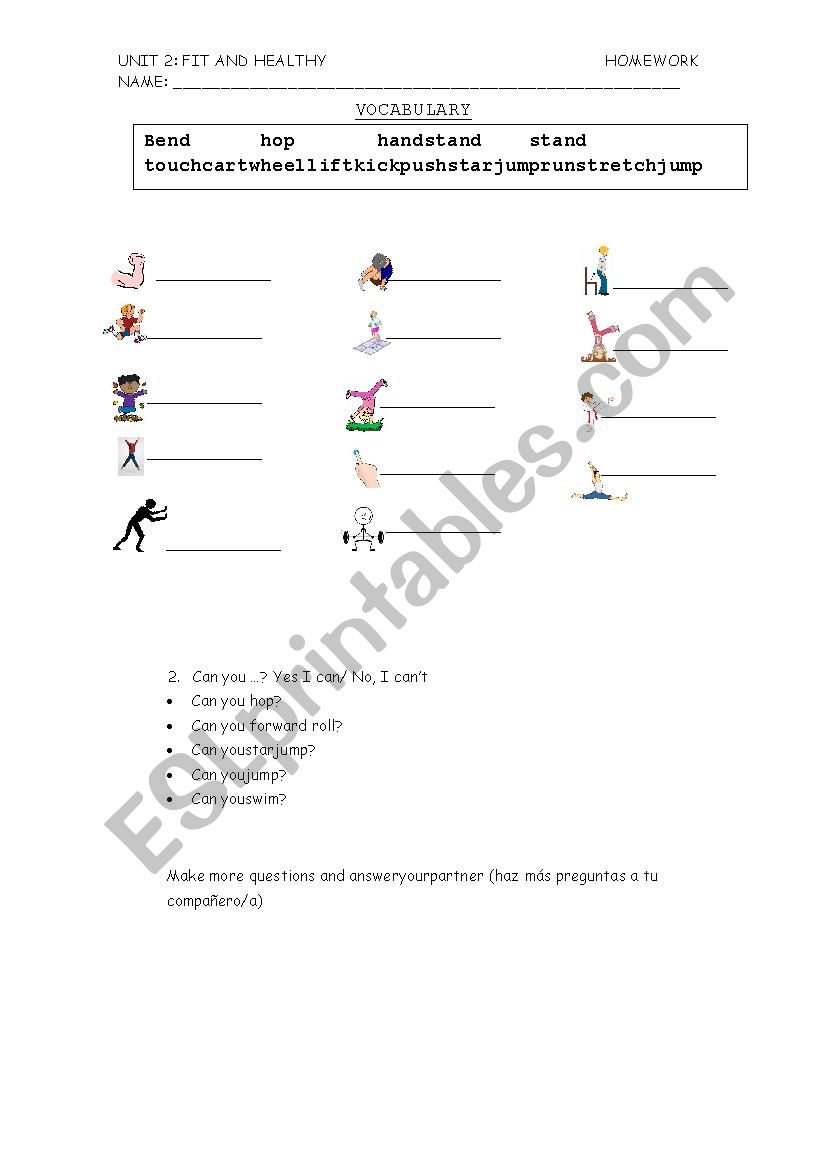 Actions worksheet