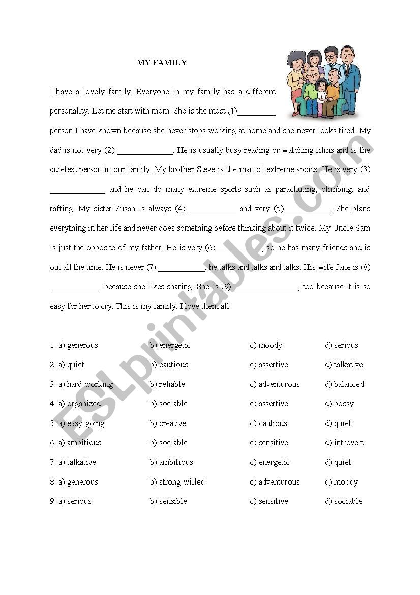 Personality Adjectives worksheet